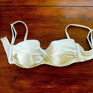 White Ribbed Bikini Top